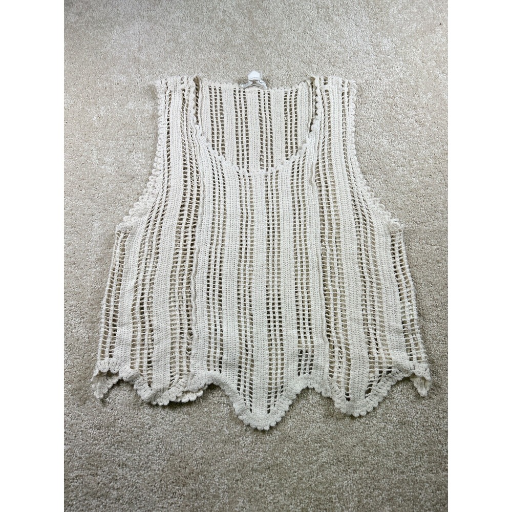 Loveriche Womens Size M/L Crochet Tank Scalloped‎ Hem Cochella Festival Beachy
